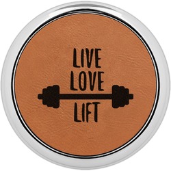 Exercise Quotes and Sayings Leatherette Round Coaster w/ Silver Edge - Single or Set (Personalized)