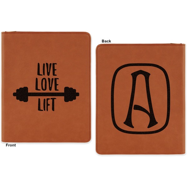 Exercise Quotes and Sayings Cognac Leatherette Zipper Portfolios with Notepad - Double Sided - Apvl