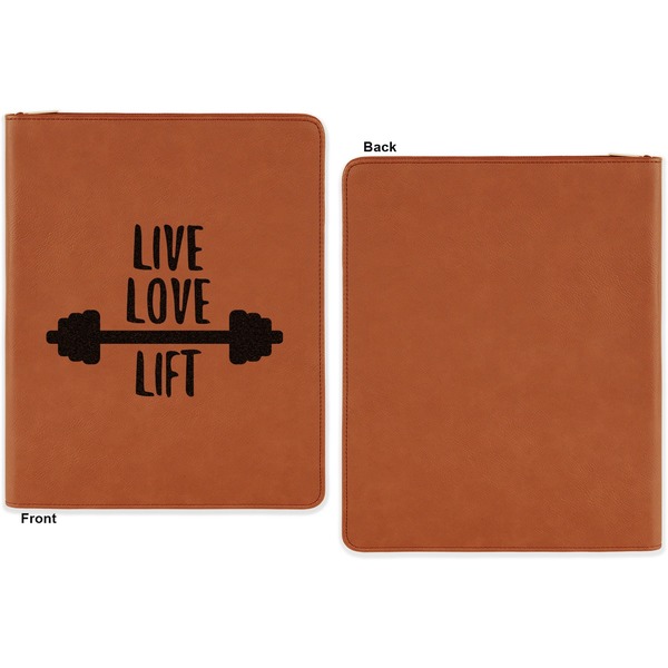 Exercise Quotes and Sayings Cognac Leatherette Zipper Portfolios with Notepad - Single Sided - Apvl
