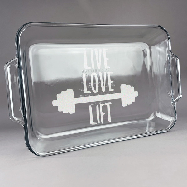 Custom Exercise Quotes and Sayings Glass Baking Dish with Truefit Lid - 13in x 9in