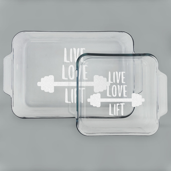 Custom Exercise Quotes and Sayings Set of Glass Baking & Cake Dish - 13in x 9in & 8in x 8in