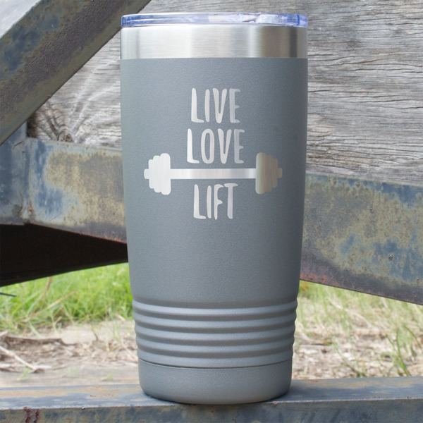 Custom Exercise Quotes and Sayings 20 oz Stainless Steel Tumbler - Grey - Single Sided