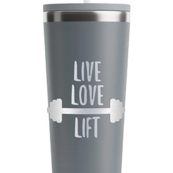 Exercise Quotes and Sayings RTIC Everyday Tumbler with Straw - 28oz - Grey - Single-Sided