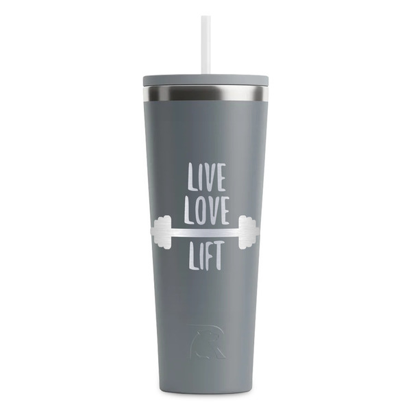 Custom Exercise Quotes and Sayings RTIC Everyday Tumbler with Straw - 28oz - Grey - Single-Sided