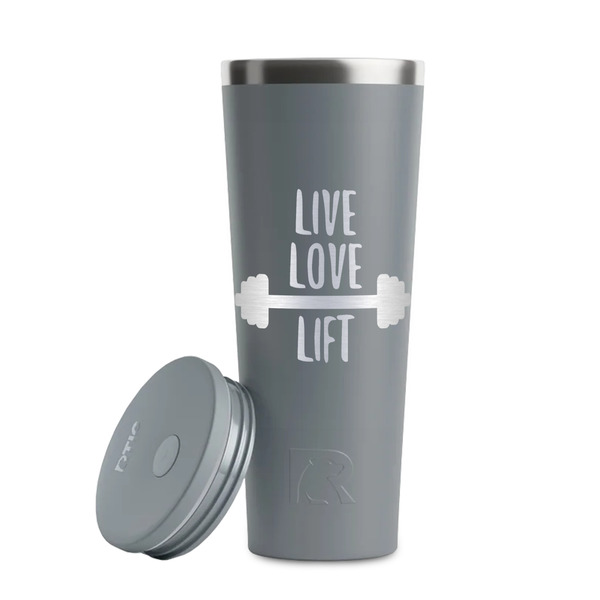 Exercise Quotes and Sayings Grey RTIC Everyday Tumbler - 28 oz. - Lid Off
