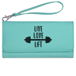 Exercise Quotes and Sayings Ladies Leatherette Wallet - Laser Engraved- Teal