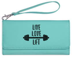 Exercise Quotes and Sayings Ladies Leatherette Wallet - Laser Engraved- Teal