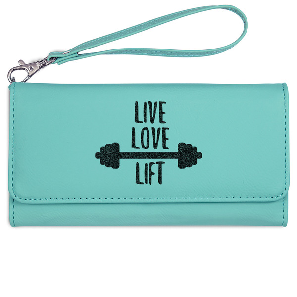 Custom Exercise Quotes and Sayings Ladies Leatherette Wallet - Laser Engraved- Teal