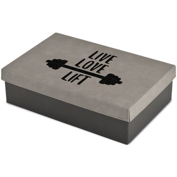 Custom Exercise Quotes and Sayings Large Gift Box w/ Engraved Leather Lid