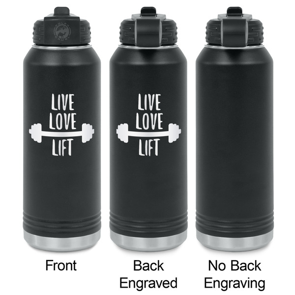 Exercise Quotes and Sayings Laser Engraved Water Bottles - 2 Styles - Front & Back View