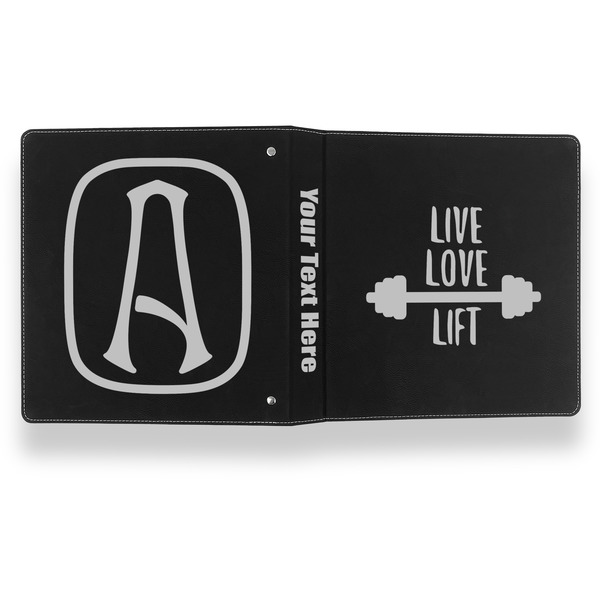 Exercise Quotes and Sayings Leather Binder - 1" - Black- Back Spine Front View