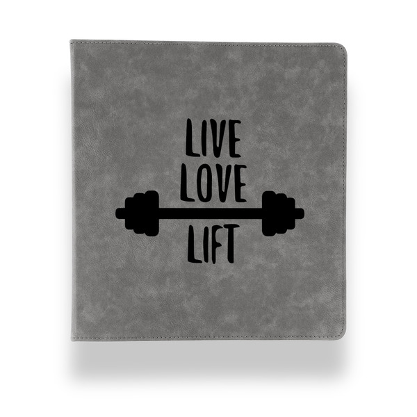 Custom Exercise Quotes and Sayings Leather Binder - 1" - Grey
