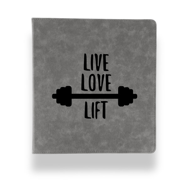 Exercise Quotes and Sayings Leather Binder - 1" - Grey - Front View