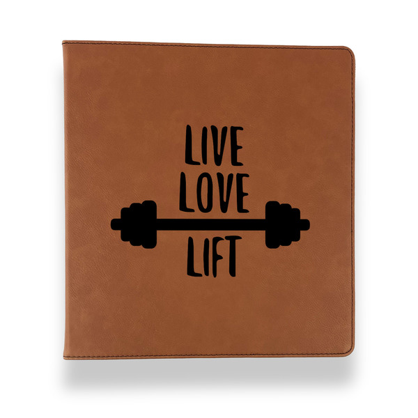 Exercise Quotes and Sayings Leather Binder - 1" - Rawhide - Front View