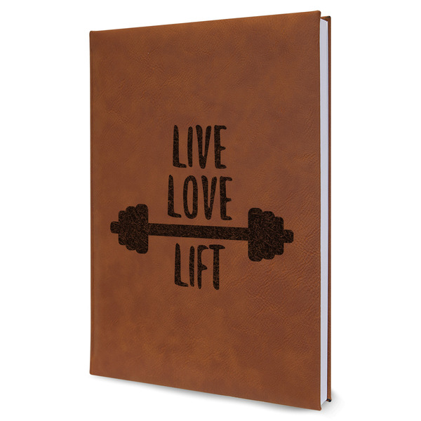 Custom Exercise Quotes and Sayings Leather Sketchbook - Large - Single Sided