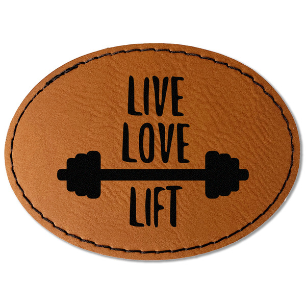 Custom Exercise Quotes and Sayings Faux Leather Iron On Patch - Oval
