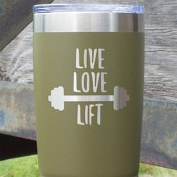 Exercise Quotes and Sayings 20 oz Stainless Steel Tumbler - Olive - Single Sided