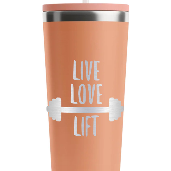 Exercise Quotes and Sayings Peach RTIC Everyday Tumbler - 28 oz. - Close Up