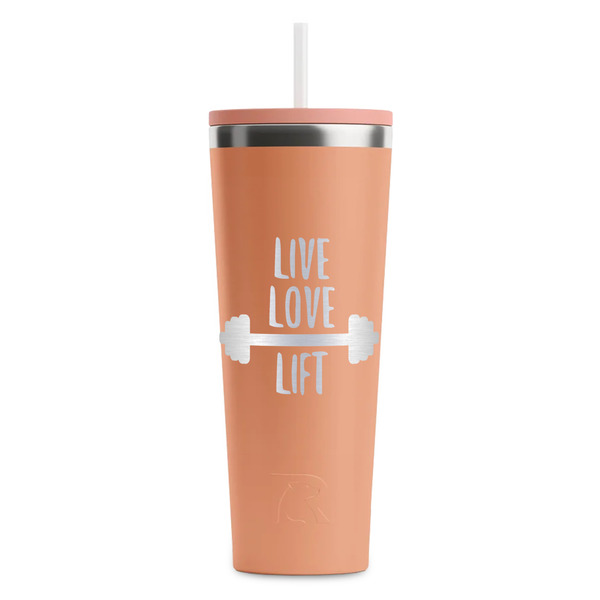 Custom Exercise Quotes and Sayings RTIC Everyday Tumbler with Straw - 28oz - Peach - Single-Sided