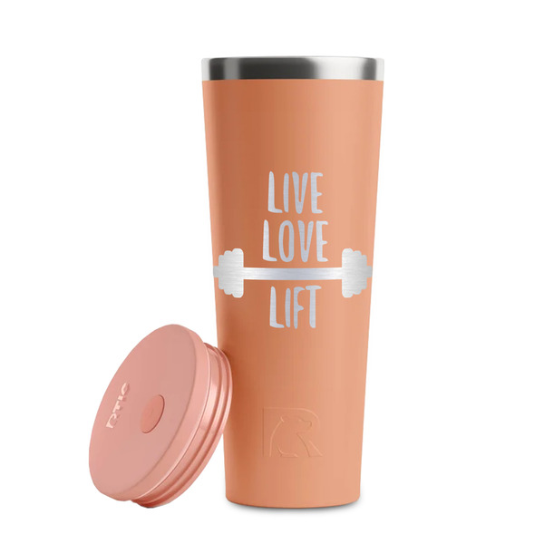 Exercise Quotes and Sayings Peach RTIC Everyday Tumbler - 28 oz. - Lid Off