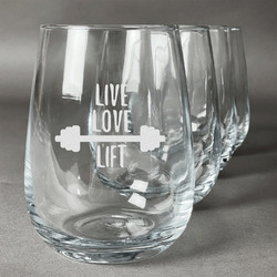 Exercise Quotes and Sayings Stemless Wine Glasses (Set of 4)