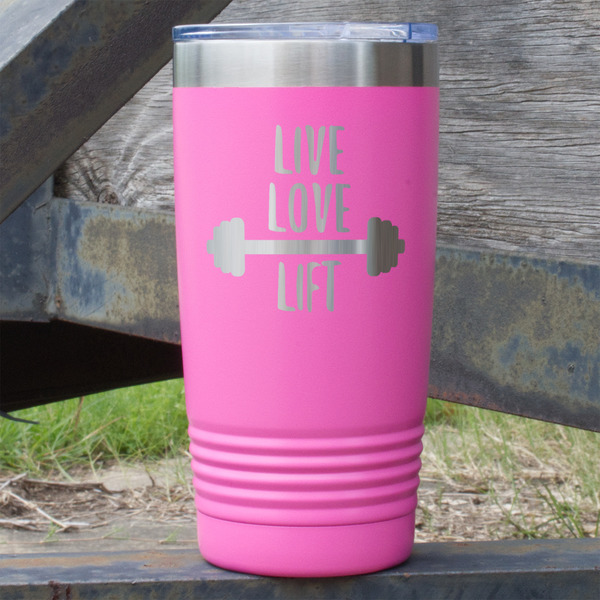Custom Exercise Quotes and Sayings 20 oz Stainless Steel Tumbler - Pink - Single Sided