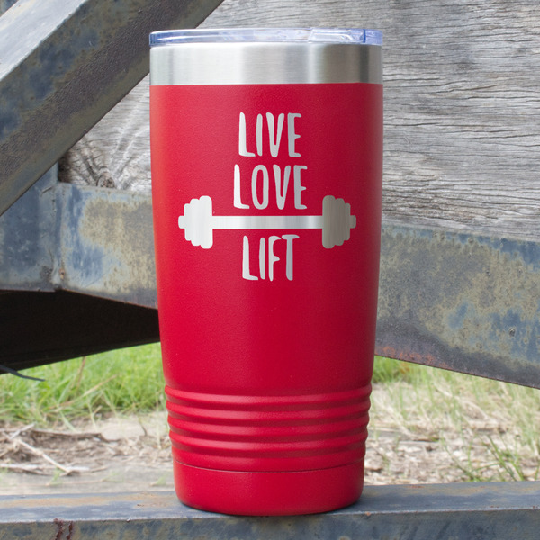 Custom Exercise Quotes and Sayings 20 oz Stainless Steel Tumbler - Red - Single Sided