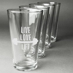 Exercise Quotes and Sayings Pint Glasses - Engraved (Set of 4)