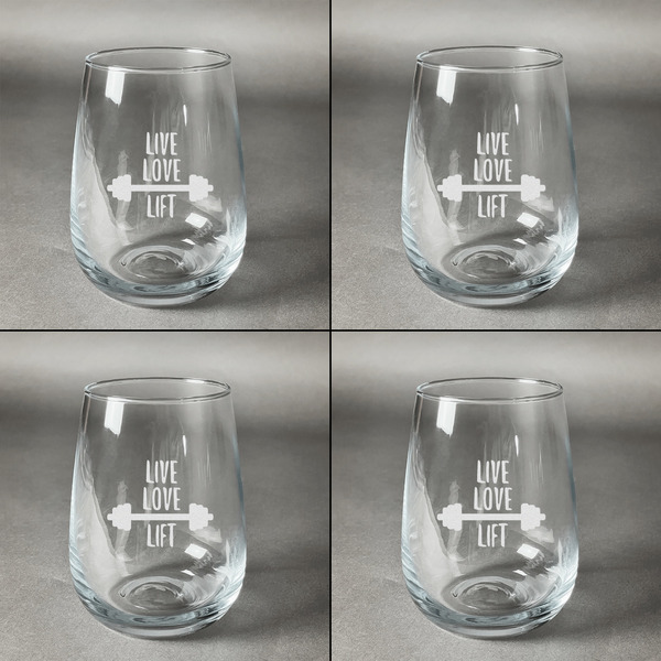 Exercise Quotes and Sayings Set of Four Personalized Stemless Wineglasses (Approval)