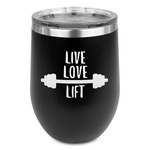 Exercise Quotes and Sayings Stemless Stainless Steel Wine Tumbler - Black - Double Sided