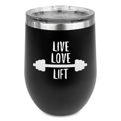 Exercise Quotes and Sayings Stemless Stainless Steel Wine Tumbler - Black - Double Sided
