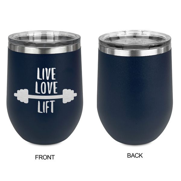 Exercise Quotes and Sayings Stainless Wine Tumblers - Navy - Single Sided - Approval