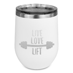 Exercise Quotes and Sayings Stemless Stainless Steel Wine Tumbler - White - Single Sided