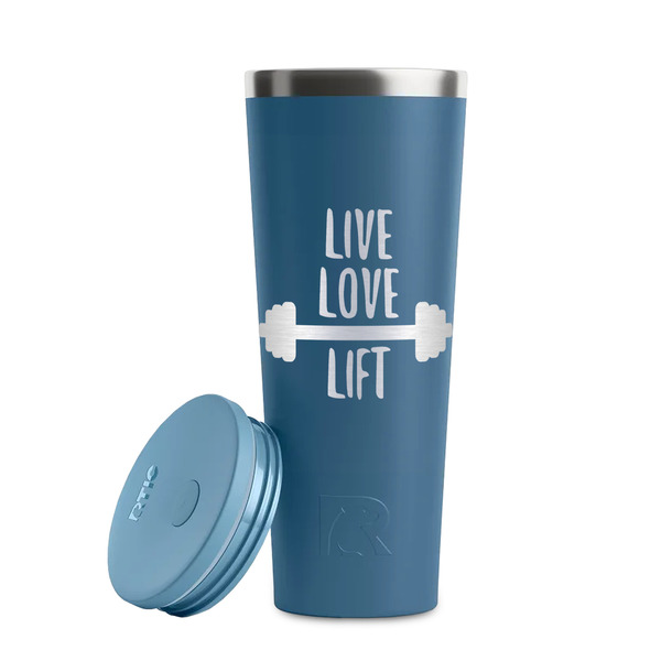 Exercise Quotes and Sayings Steel Blue RTIC Everyday Tumbler - 28 oz. - Lid Off