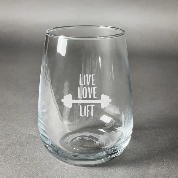 Custom Exercise Quotes and Sayings Stemless Wine Glass - Engraved