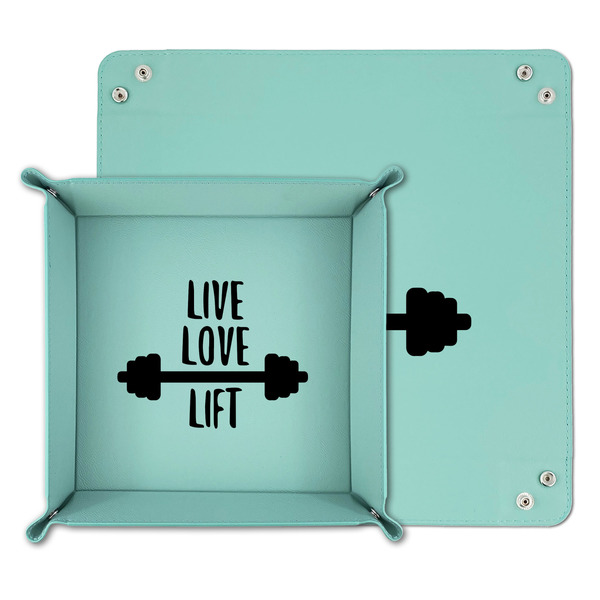 Exercise Quotes and Sayings Teal Faux Leather Valet Trays - PARENT MAIN