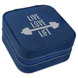 Exercise Quotes and Sayings Travel Jewelry Box - Navy Blue Leather