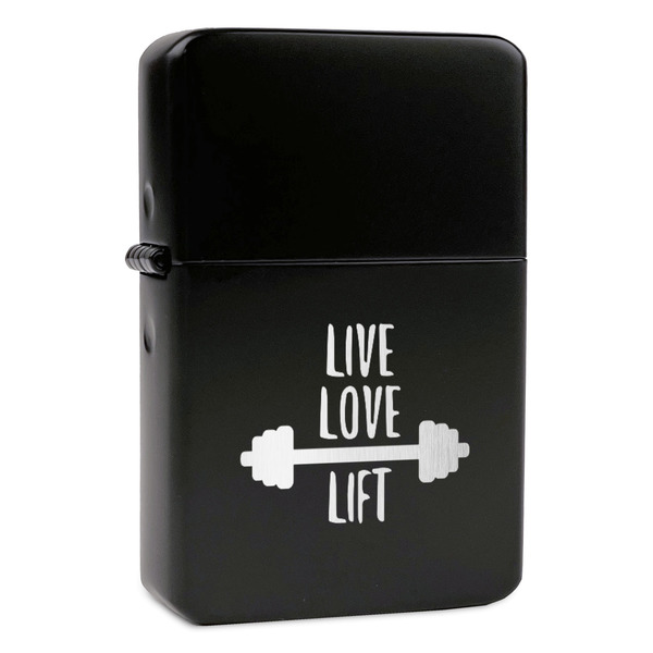 Custom Exercise Quotes and Sayings Windproof Lighter - Black - Double Sided & Lid Engraved