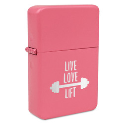 Exercise Quotes and Sayings Windproof Lighter - Pink - Double Sided & Lid Engraved