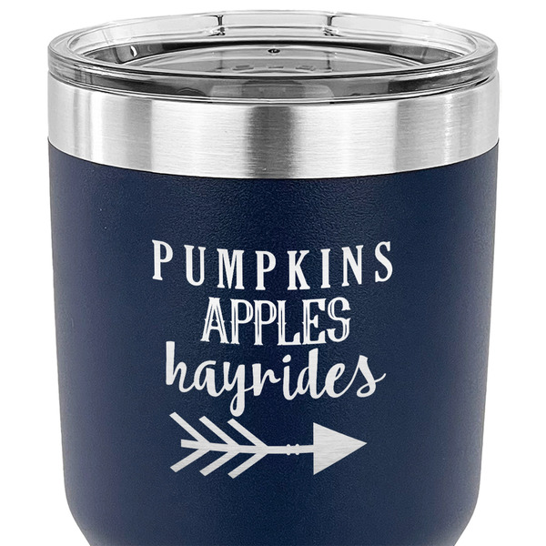 Fall Quotes and Sayings 30 oz Stainless Steel Ringneck Tumbler - Navy - CLOSE UP