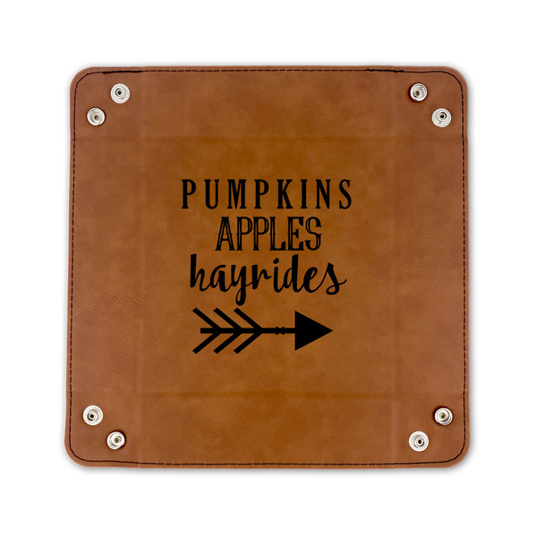 Fall Quotes and Sayings 6" x 6" Leatherette Snap Up Tray - FLAT FRONT