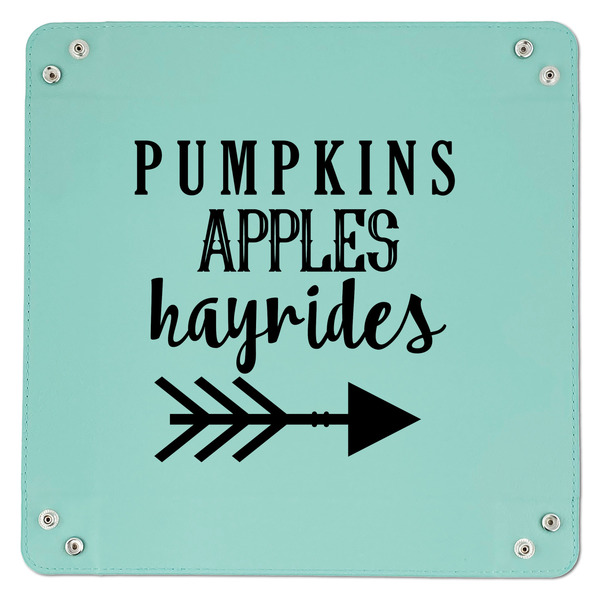 Fall Quotes and Sayings 9" x 9" Teal Leatherette Snap Up Tray - APPROVAL