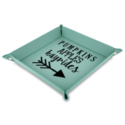 Fall Quotes and Sayings 9" x 9" Teal Faux Leather Valet Tray
