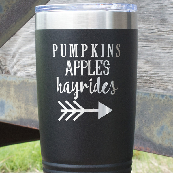 Fall Quotes and Sayings Black Polar Camel Tumbler - 20oz - Close Up