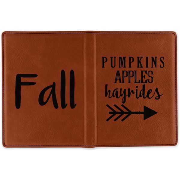Fall Quotes and Sayings Cognac Leather Passport Holder Outside Double Sided - Apvl