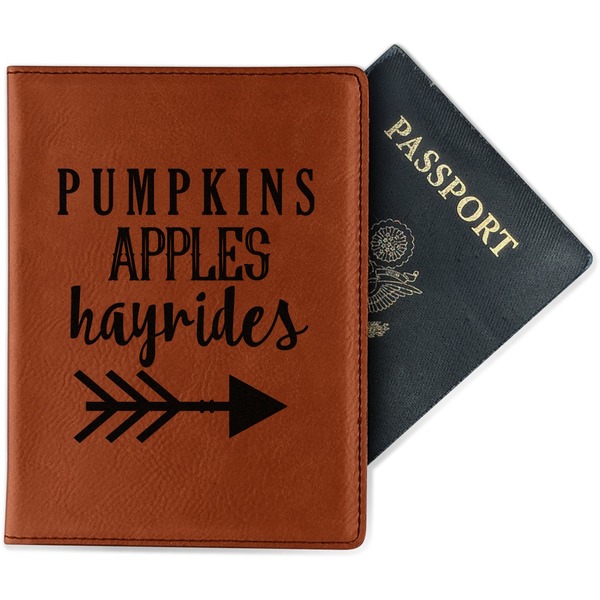 Custom Fall Quotes and Sayings Passport Holder - Faux Leather - Double Sided