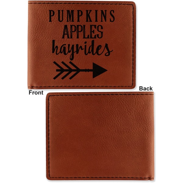 Fall Quotes and Sayings Cognac Leatherette Bifold Wallets - Front and Back Single Sided - Apvl