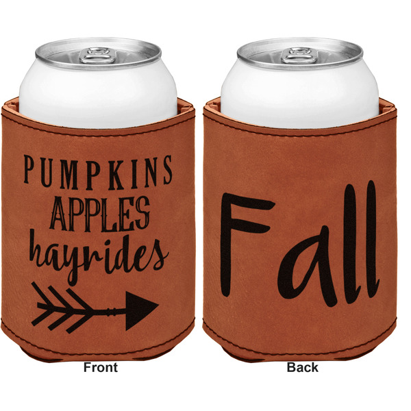 Fall Quotes and Sayings Cognac Leatherette Can Sleeve - Double Sided Front and Back