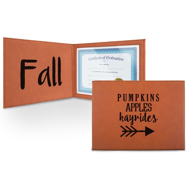 Custom Fall Quotes and Sayings Leatherette Certificate Holder - Front and Inside (Personalized)