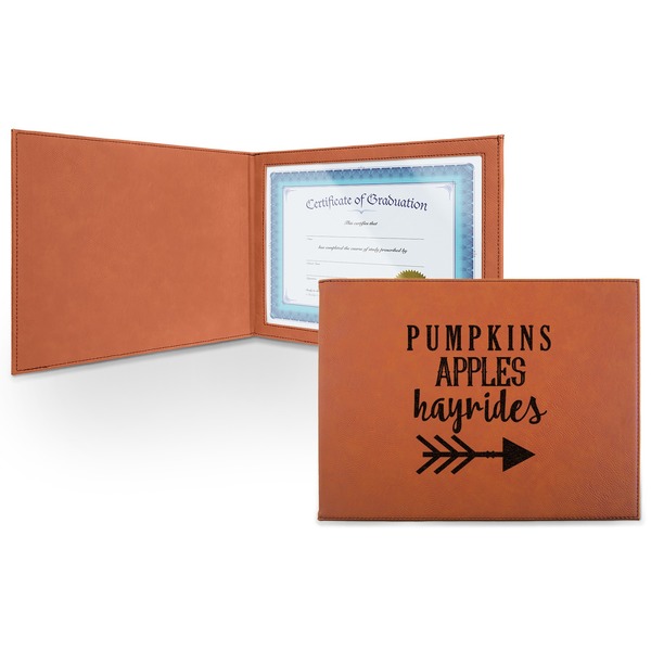 Custom Fall Quotes and Sayings Leatherette Certificate Holder - Front